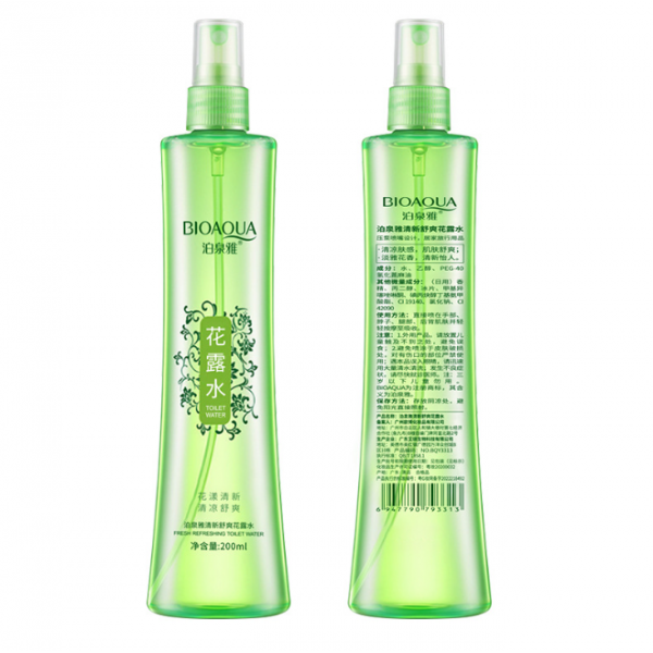 Термальна вода освіжаюча квіткова для обличчя Bioaqua Fresh Refreshing Tolet Water, з екстрактом квітів та зеленого чаю, 200 мл