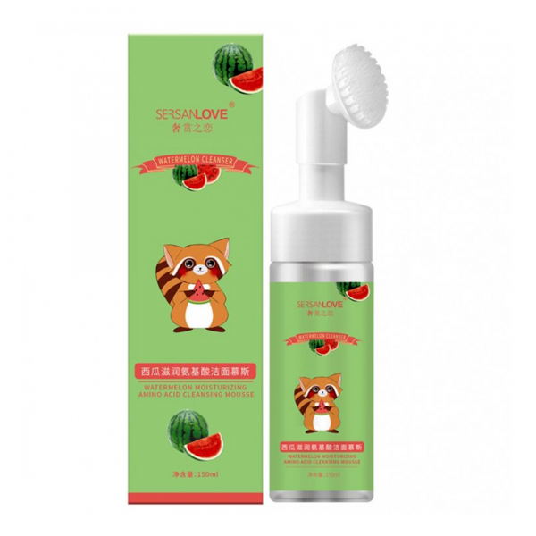 Пінка-мус зі щіточкою для вмивання Sersanlove Watermelon Moisturizing Amino Acid Facial Cleanser Mousse з екстрактом кавуна, 150мл