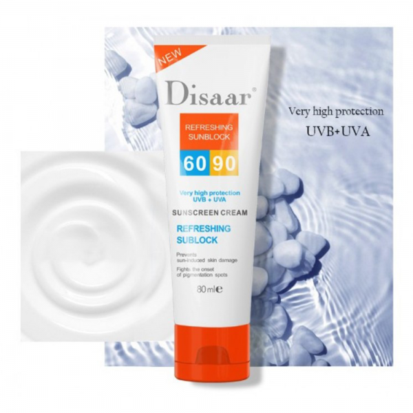 Солнцезащитный крем Disaar Refreshing Sunblock UVB+UVA 60-90, с защитой от УФ-лучей, 80 мл Солнцезащитный крем Disaar Refreshing Sunblock UVB+UVA 60-90, с защитой от УФ-лучей, 80 мл