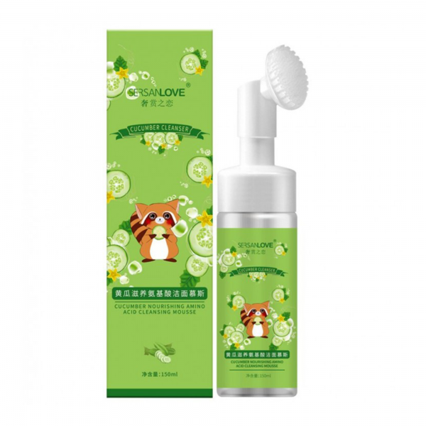 Пінка-мус зі щіточкою для вмивання Sersanlove Cucumber Nourishing Amino Acid Cleansing Mousse з екстрактом огірка, 150мл