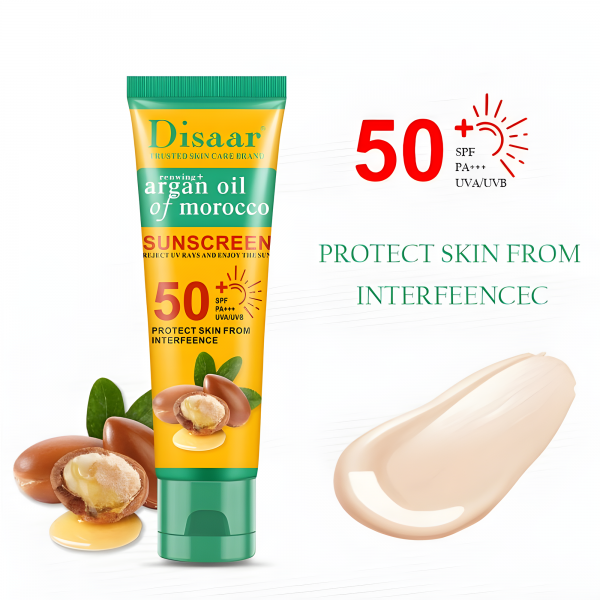 Сонцезахисний крем для обличчя Disaar Argan Oil of Morocco Sunscreen SPF 50+ PA +++, з аргановою олією Марокко, 50 мл
