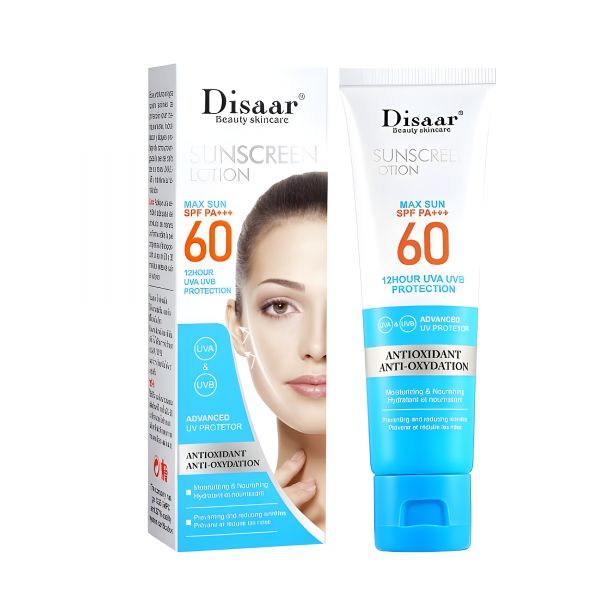 Сонцезахисний крем Disaar Sunscreen Lotion SPF PA+++ 60, відбілюючий, із захистом від УФ-променів, 50 мл