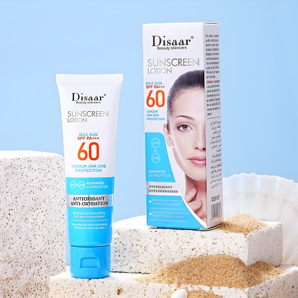 Сонцезахисний крем Disaar Sunscreen Lotion SPF PA+++ 60, відбілюючий, із захистом від УФ-променів, 50 мл