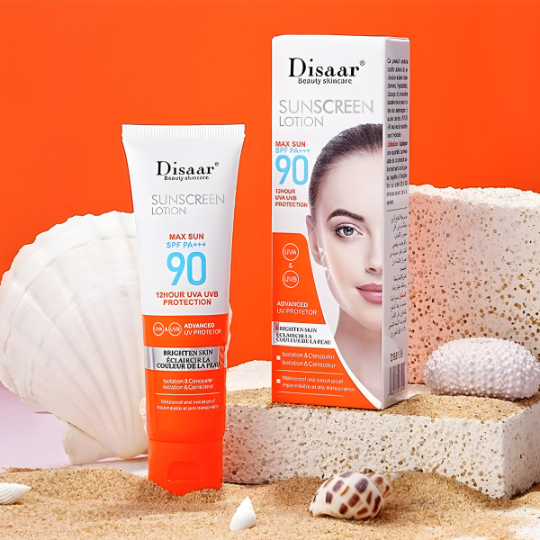 Сонцезахисний крем Disaar Sunscreen Lotion SPF PA+++ 90, відбілюючий, із захистом від УФ-променів, 50 мл