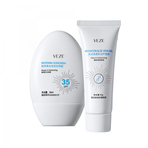 Набір 2в1 VENZEN SPF 35+ SUNSCREEN KIT: сонцезахисний крем (30 мл) та гель з алое вера (40 мл)