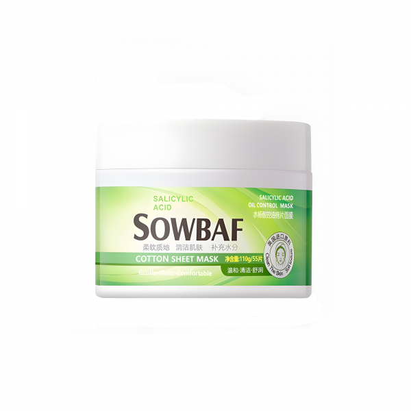 Пад диск, Sowbaf Cotton Sheet Mask Salicylic Acid, 110 г