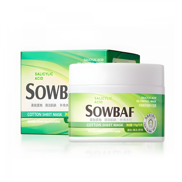 Пад диск, Sowbaf Cotton Sheet Mask Salicylic Acid, 110 г