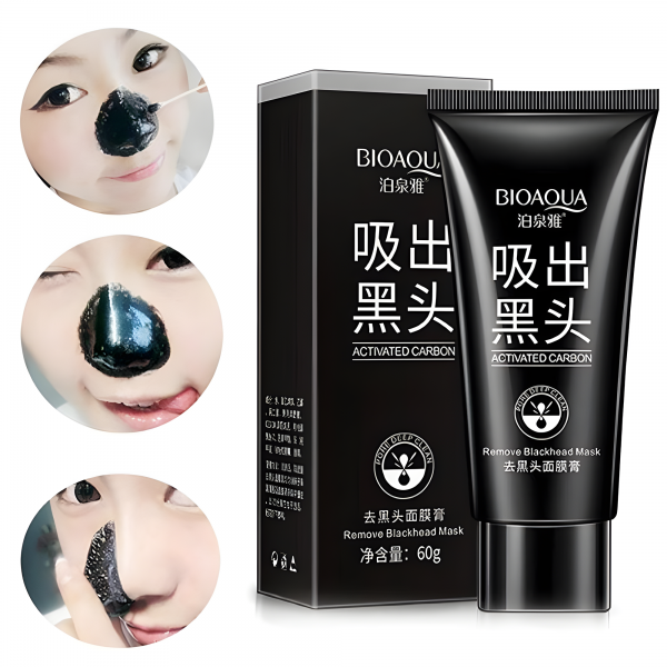 Маска - плівка, чорна Bioaqua Activated Carbon Remove Blackhead Mask, для видалення чорних цяток, 60 г