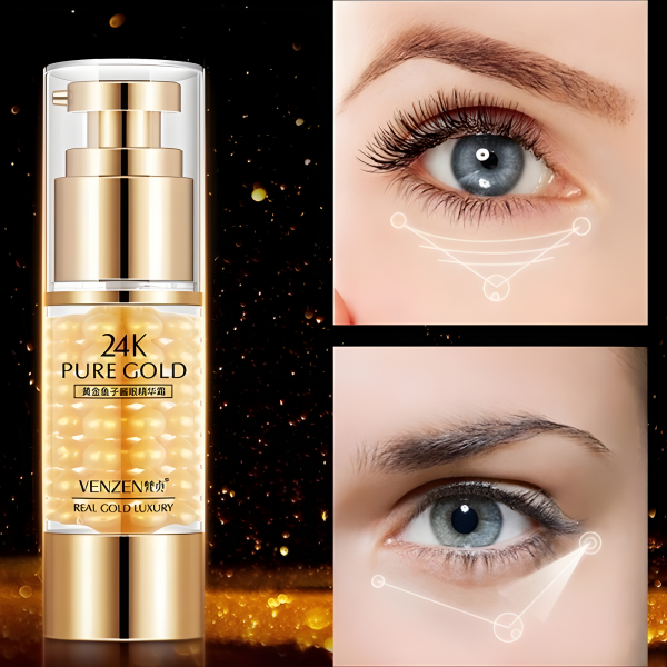 Крем для кожи вокруг глаз с золотом та экстрактом икры VENZEN 24К Pure Gold Caviar Eye Cream, 35 мл 
