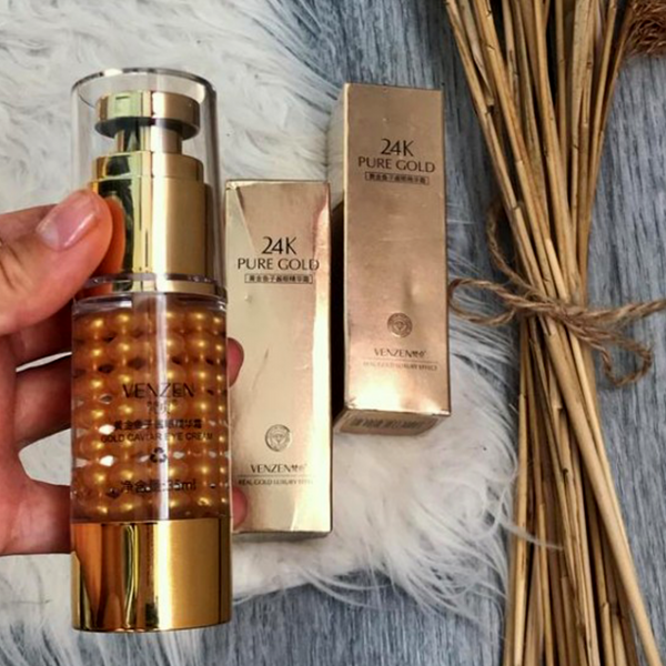 Крем для кожи вокруг глаз с золотом та экстрактом икры VENZEN 24К Pure Gold Caviar Eye Cream, 35 мл 