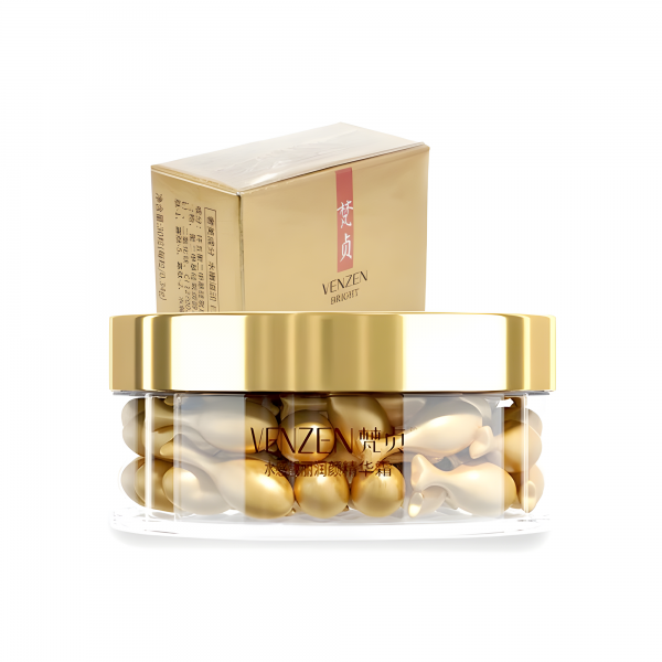 Сироватка для обличчя і шкіри навколо очей в капсулах VENZEN Bright Collagen, з олігопептидами і вітаміном Е, 30 мл