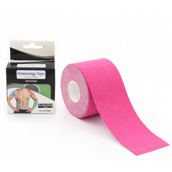 Тейп Кінезіо 5 см, кінезіологічна стрічка Kinesiology Tape Sportstape Sport & Therapy, 5 см, в упаковці, рожевий