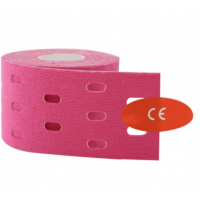 Тейп кінезіо 5 см, з отворами, Kinesiology Tape, перфорований тейп, 5 см, рожевий