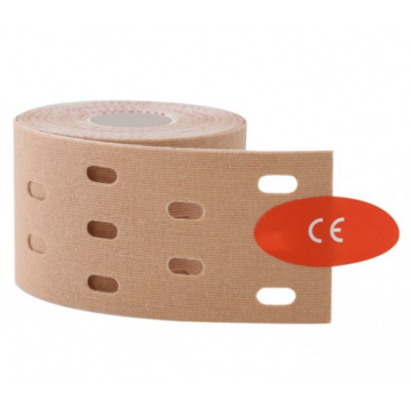 Тейп кінезіо 5 см, з отворами, Kinesiology Tape, перфорований тейп, 5 см, бежевий