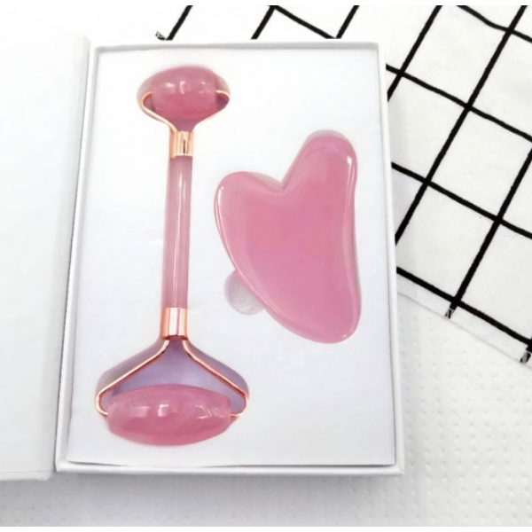 Набір для масажу гуаша: ролик і шкребок, "Галочка", зі штучної смоли