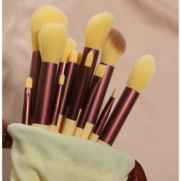 Набір пензлів для макіяжу, у велюровому мішечку, 13 шт