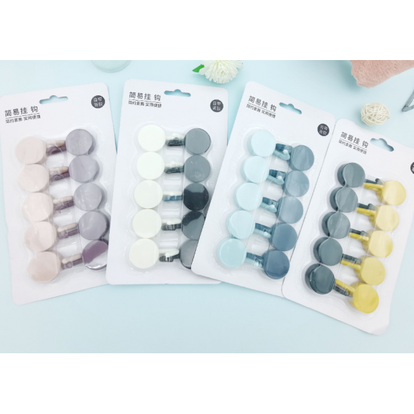 Гачки для одягу самоклеючі, чорні та білі, 10 шт