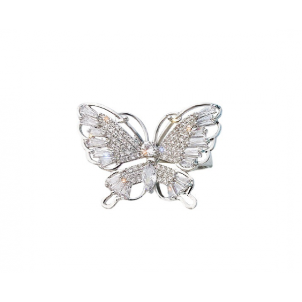 Кольцо со стразами "Butterfly", серебро