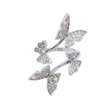 Кольцо с бабочками "Двойное пересечение", серебро