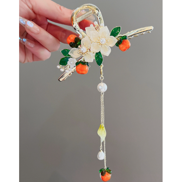 Крабик для волосся з квітами "Gold Flowers", золото, 11х5 см