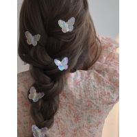 Заколки для волос, набор, в форме бабочки "Butterfly", два цвета, 5 шт.
