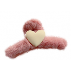 Крабик для волосся плюшевий "Hearts of Love", два кольори, 11 см