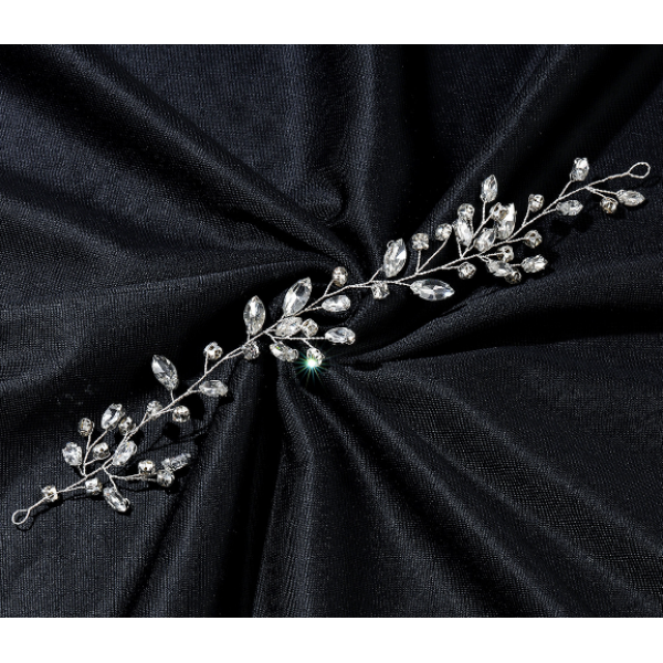 Ободок для волос с цветочным плетением и стразами, два цвета, 6х24 см