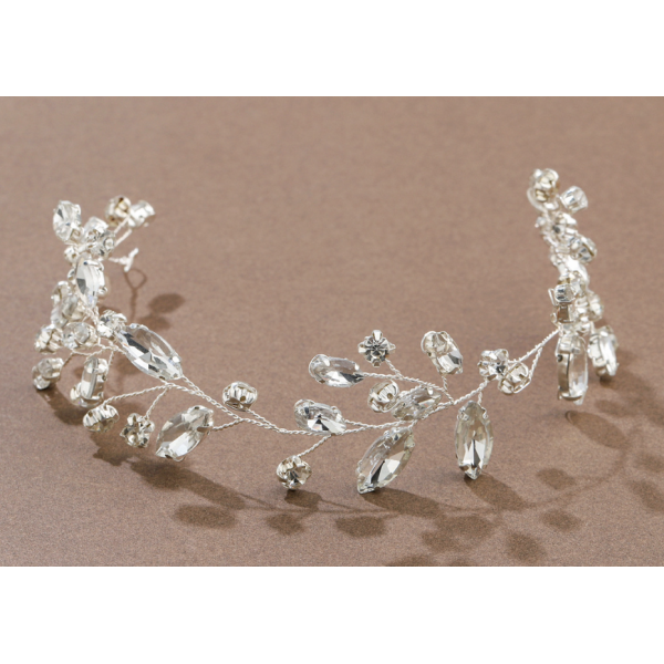 Ободок для волос с цветочным плетением и стразами, два цвета, 6х24 см