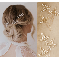 Набір шпильок для волосся з перлами, золото та срібло, 1 уп (3 шт)