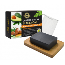 Мило чорне Organic Black Soap Avocado and Argan Oil, з екстрактом авокадо та арганової олії, 120 г