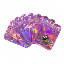 Пакет саше рожевий косметичний із замком Zip-Lock 8,5х13 см, глянцевий рожевий пакет Zip-Lock 8,5х13 см, 10 шт