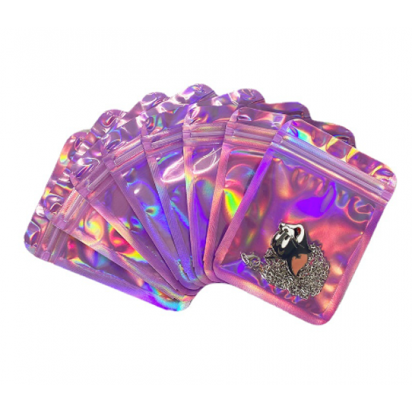 Пакет саше рожевий косметичний із замком Zip-Lock 10х15 см, глянцевий рожевий пакет Zip-Lock 10х15 см, 10 шт