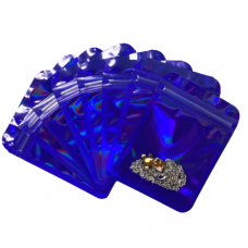 Пакет саше синій косметичний із замком Zip-Lock 8,5х13 см, глянцевий синій пакет Zip-Lock 8,5х13 см, 10 шт