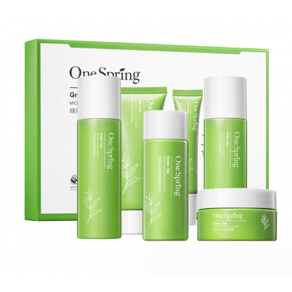 Подарочный набор One Spring Green Tea Moisturizing, с экстрактом зеленого чая, 7 средств
