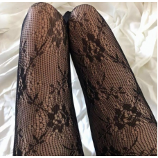 Колготи мереживні з візерунком, жіночі мереживні колготки, чорні, 1 шт