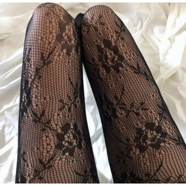 Колготи мереживні з візерунком, жіночі мереживні колготки, чорні, 1 шт