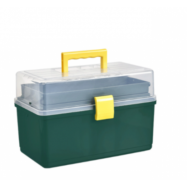 Аптечка-органайзер для ліків, пластиковий контейнер для медикаментів, три поверхи, зелений, 33х18х22 см