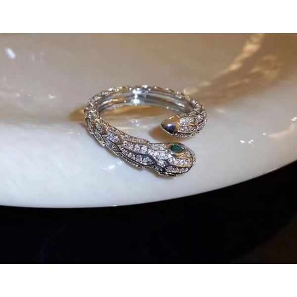 Каблучка в формі змійки "Green Eye", срібло