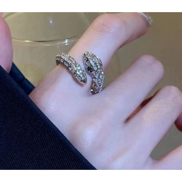 Каблучка в формі змійки "Green Eye", срібло