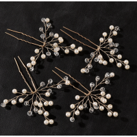 Шпилька для волосся з перлами та кристалами, два кольори, 8х11 см