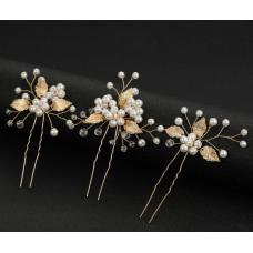 Набір шпильок для волосся з перлами, два кольори, 1уп (3 шт)