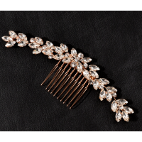 Заколка шпилька для волос с кристаллами, золото