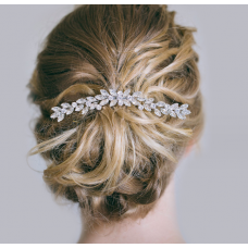 Шпилька - гребінець для волосся з кристалами, срібло