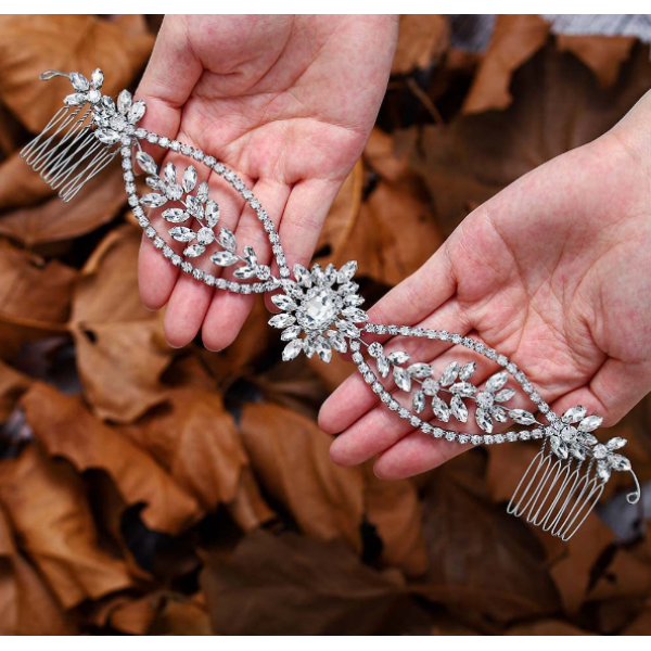 Шпилька - гребінець для волосся "Big Shines", зі стразами, срібло Шпилька - гребінець для волосся "Big Shines", зі стразами, срібло
