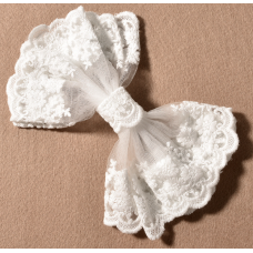 Бант мереживний "Dreamers", білий, 18х18 см