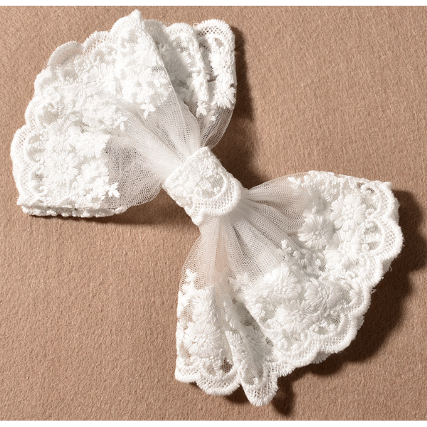 Бант мереживний "Dreamers", білий, 18х18 см