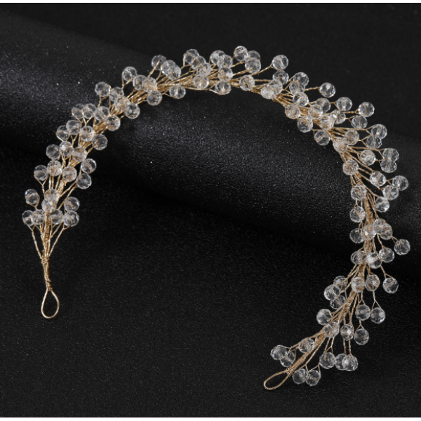 Віночок для волосся "Similar", золотий стеклярус 