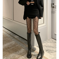 Колготи ажурні, жіночі колготи з леопардовим принтом, чорні, S - L