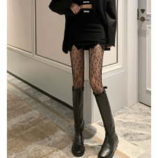 Колготи ажурні, жіночі колготи з леопардовим принтом, чорні, S - L