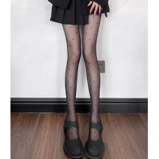 Колготи жіночі, колготи з принтом серця, чорні, S - L